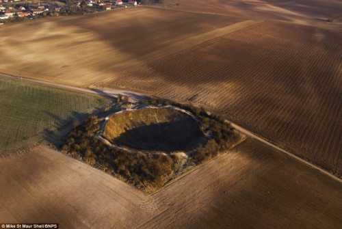 Lochnagar Crater at the Somme as it is today. The picture is part of a collection of World War One landscapes which still bear the signs of war damage.jpg